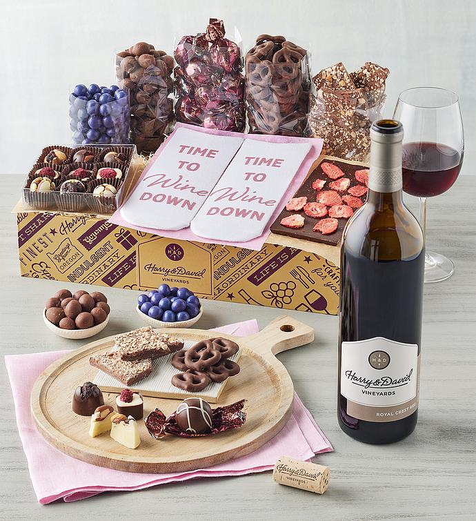 Mother's Day Chocolate, Cozy Socks, and Wine Gift